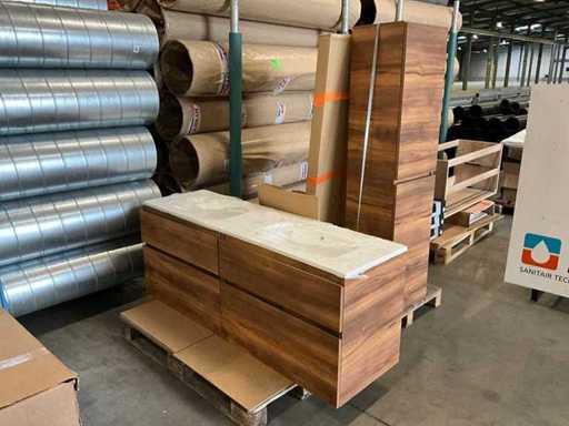 Kivu Badkamerkast met wastafelblad kolomkast en spiegel