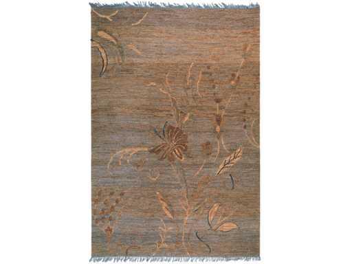 Indikon - CHANVRE - Tapis 100 % chanvre avec travail en sumak et motifs floraux (10 fois)