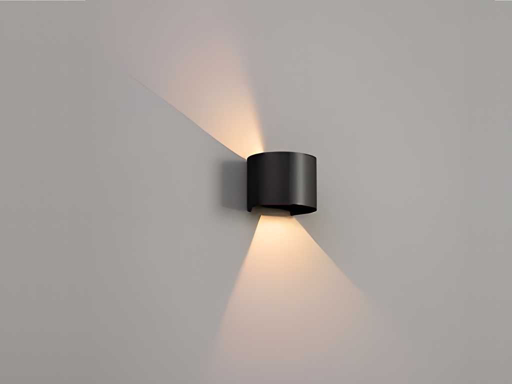 Applique LED 12W noir sable ronde duo lumière réglable étanche (40x)