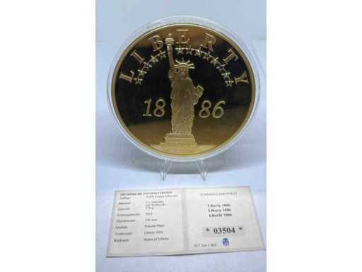 Medaglia placcata in oro con Swarovski, USA Liberty 1886, 2016, diametro 100 mm