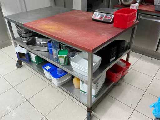 Tavolo da lavoro mobile in acciaio inossidabile