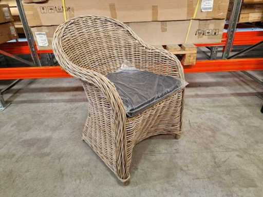 2 x Collection de qualité - Canapé en rotin tissé avec coussin noir
