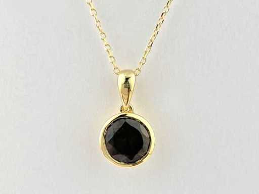 14 KT Yellow Gold Necklace with Pendant With 1.15 Cts Smoky Quartz