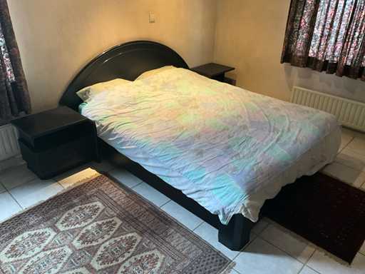 Bedroom setup with bed, bedside tables, dresser with drawers, with accessories and mattress.....