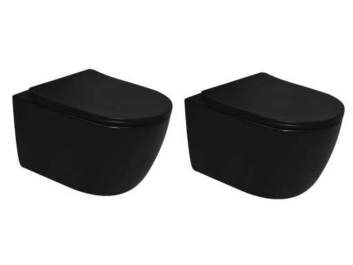 2x Hangend rimless toilet - Turbo flush - Mat zwart