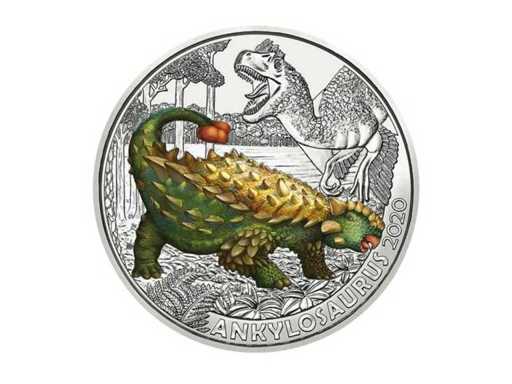 Österreich 3 Euro 2020 Ankylosaurus Magniventris Dino-Taler handgehoben