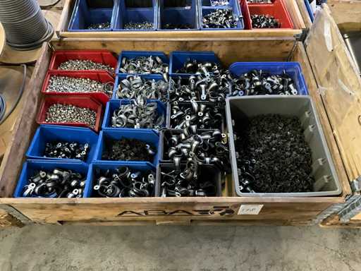 Batch of hose clamps and nuts