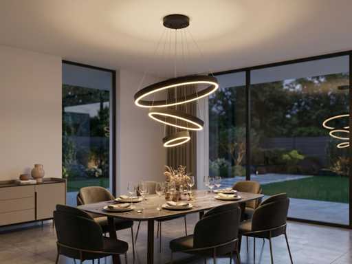 Lampe pendante Duora 20cm, 40 cm et 60 cm Anneau trio 60W LED 3CCT & 3 marches atténuées (1x)