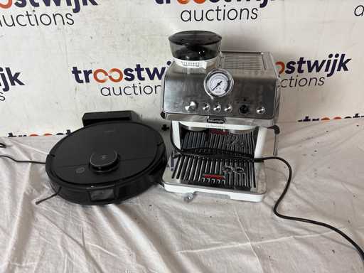 Ecovacs OZMO T8 AIVI - Robotstofzuiger met dweilfunctie + De’Longhi Dedica Arte EC9155.W Half automatisch Espressomachine 1,7 l