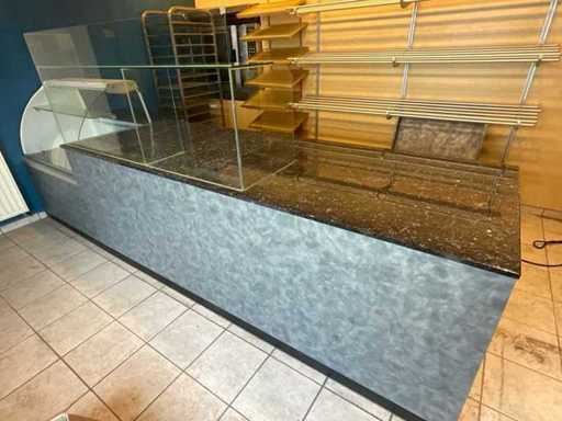 Presentation display case with marble worktop