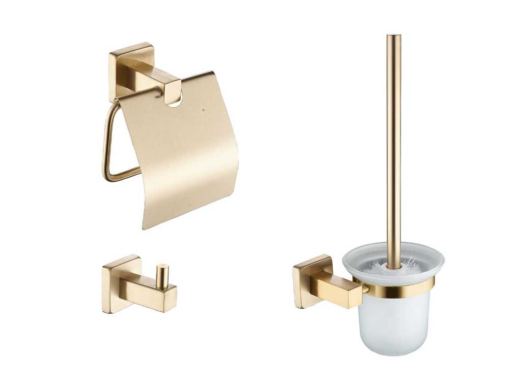 toilet accessoire set geborsteld goud