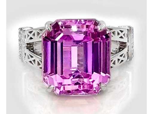 Luxe ontwerp ring Natuurlijke paarsroze Kunziet 16,62 karaat