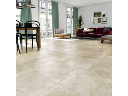 (6.25m2) Carrelage mur intérieur / sol intérieur effet pierre beige Monastère l.50 x L.50