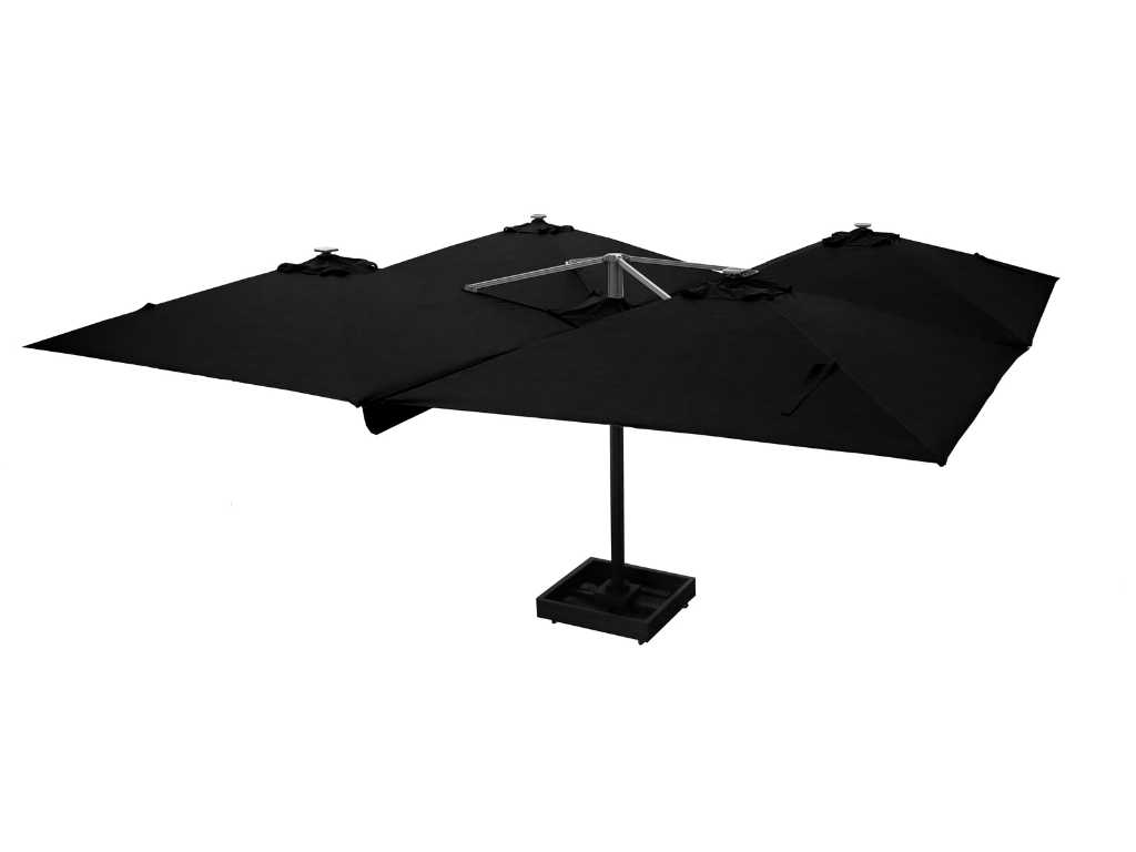 Umbrelă cvadruplă suspendată neagră (4*300x300cm)