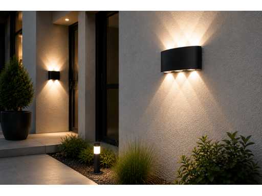10 x LED Buiten Wandlamp – 6W – 4200K Neutraal Wit - Zwart – IP65 – PROTON-6