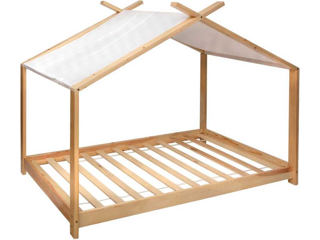 Tent bed child 98 x 195 x 145 cm beige wood