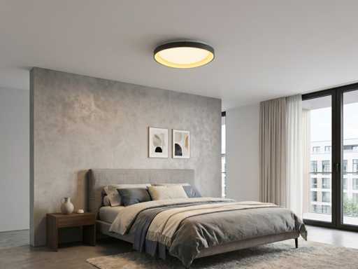 Auren Zwart Plafondlamp 62cm 50W LED CCT 3 Kleur & 3 Stappen Dimmen(1x)