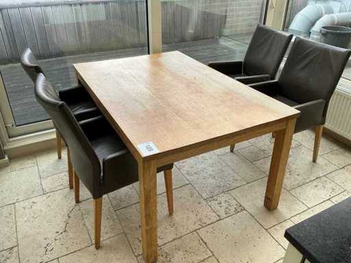 Tavolo da pranzo in legno + sedia (4x)