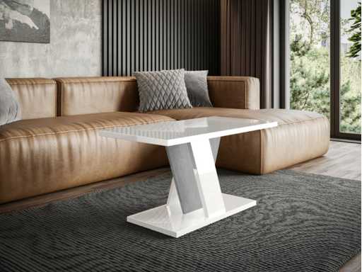 Salontafel - glanzend wit / beton uiterlijk