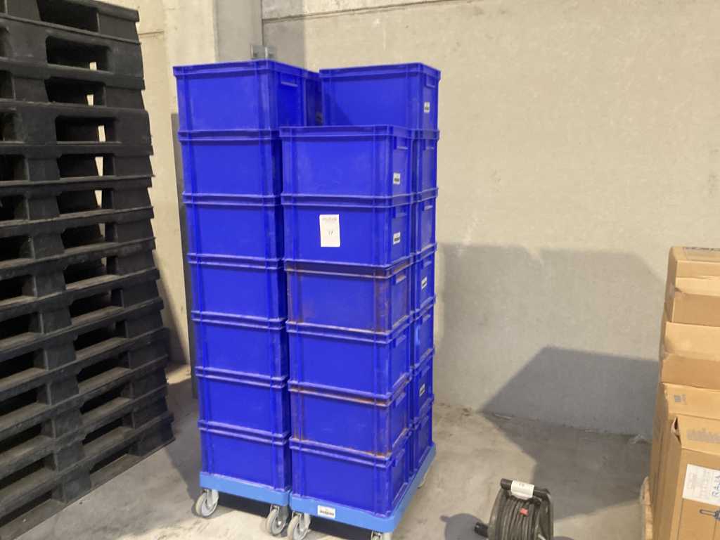 Batch of plastic stacking bins