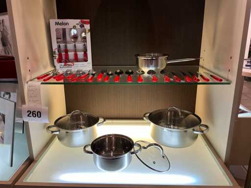 Ssw Kookpotset 4 delig met 247 delig bestek voor 6 personen