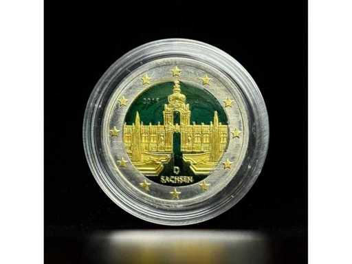 2 euro herdenkingsmunt Duitsland 2016 Saksen Dresden Zwinger verguld gekleurd | GRATIS VERZENDING DOOR DE HELE EU