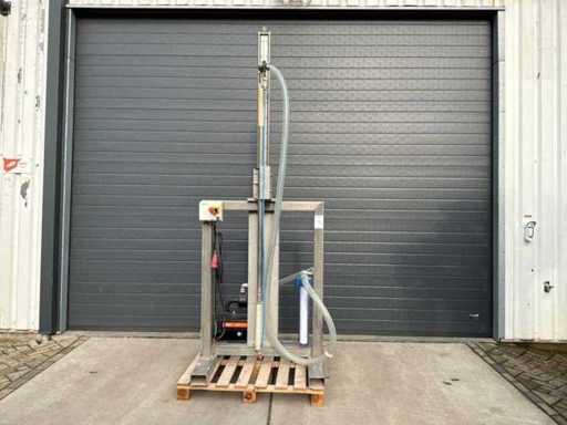 Pneumatic fluid pump in stainless steel frame