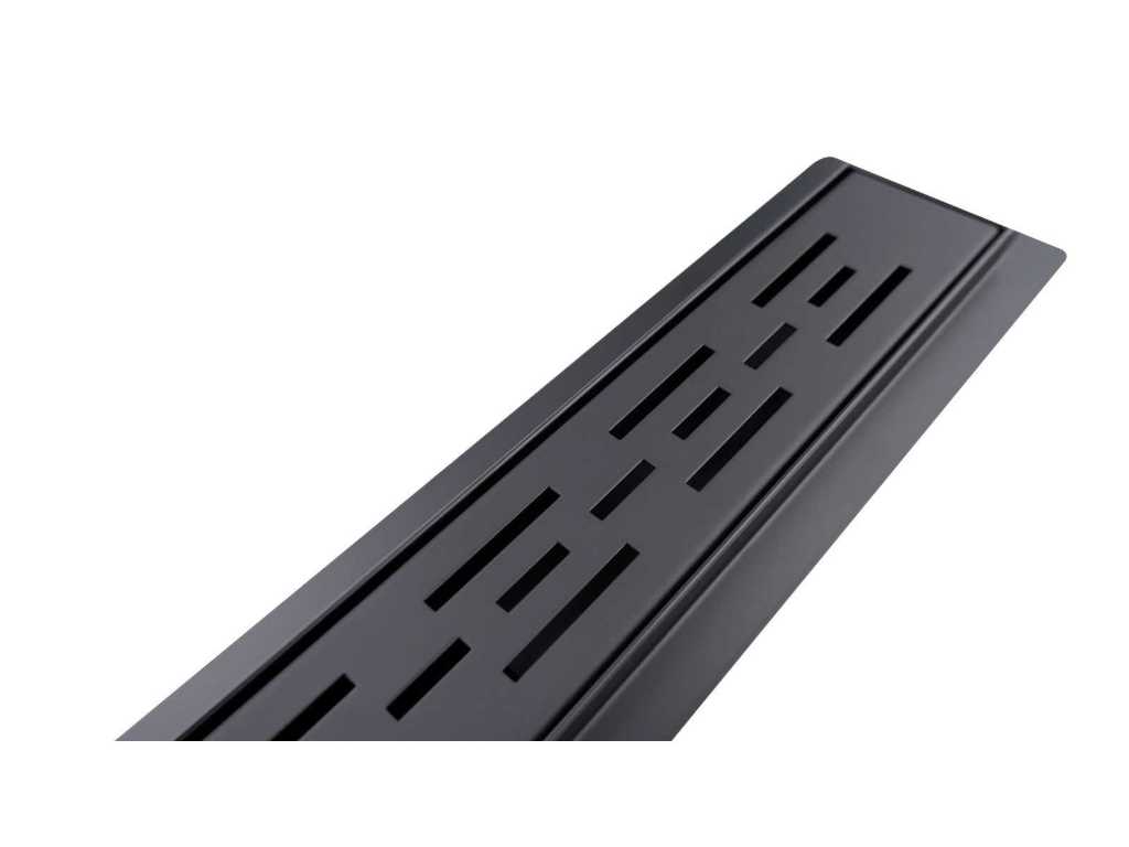 60cm linea mat zwart douchegoot design met streep gaten