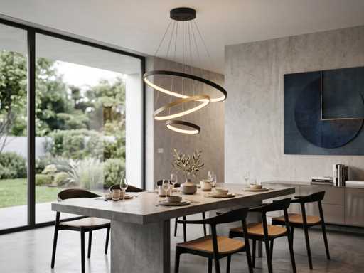 Orien  Zwart en Goud Hanglamp 20cm&40cm&60cm Trio Ring 50W LED 3CCT & 3 Stappen Dim(1x)