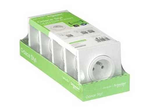 Schneider - Odace - Socluri - Odace Styl alb Set de 5 șuruburi PC2P+T și placa completă (14x)