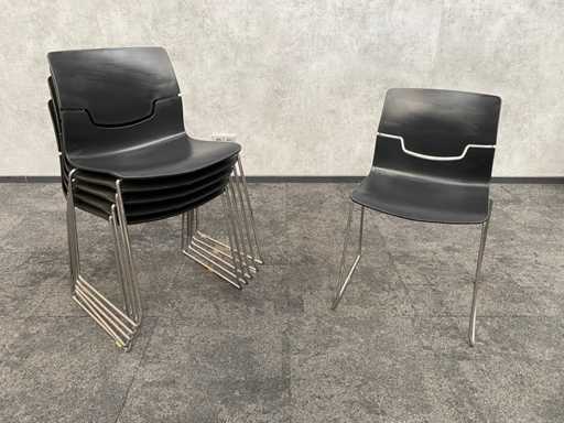 6x Gaber Slot - nestelbare kantinestoel - zwart