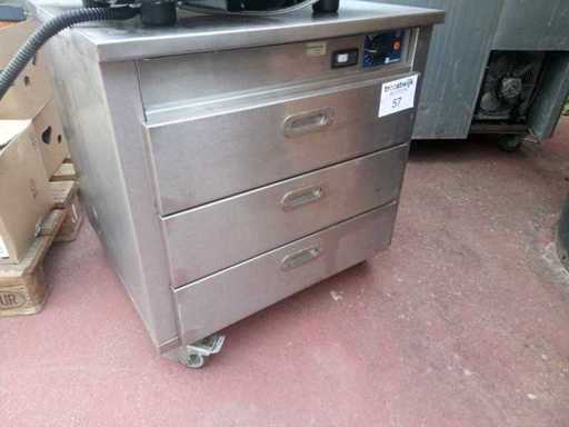 Warming cabinet with three drawers