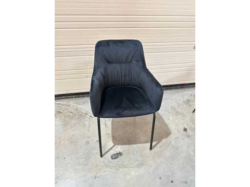 Chaise de salle à manger en velours noir (6x)