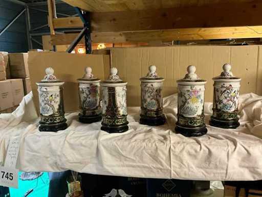 Antique pharmacy jars (6x)