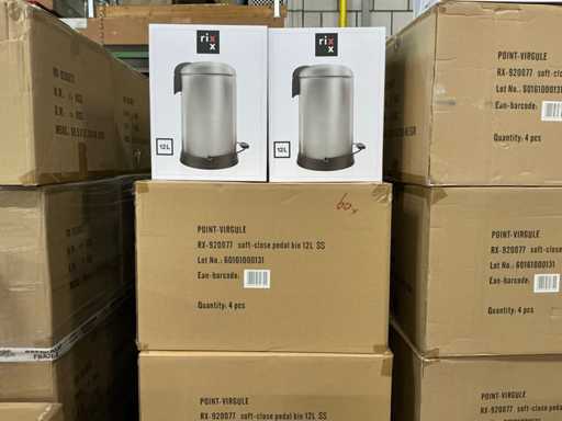 Partij Rixx 12L soft close pedaalemmers zilver (60x)