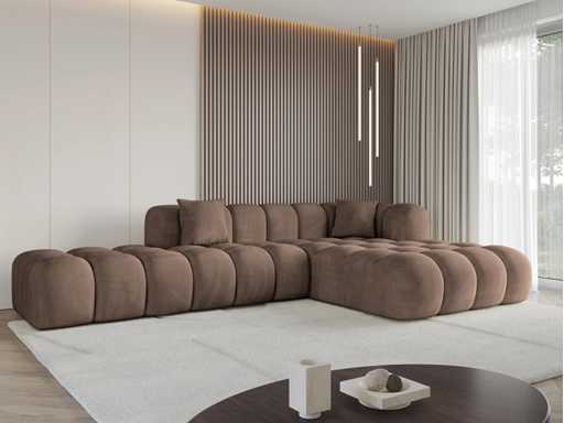 Canapé d'angle droit - velours marron