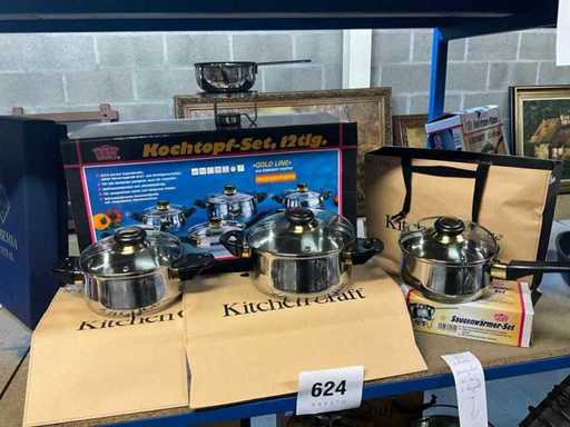 Set di pentole da cucina GSW Gold Line da 14 pezzi