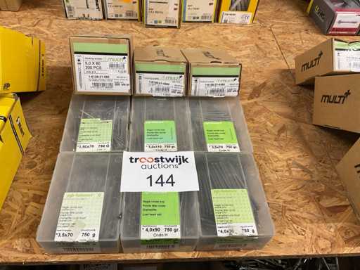 9 dozen nagels ronde kop; hardhoutschroeven