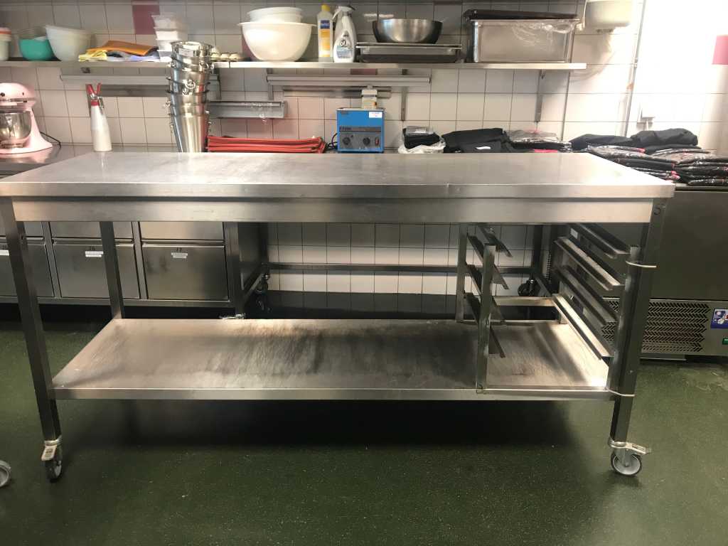 Mobile Stainless Steel Work Table 200cm