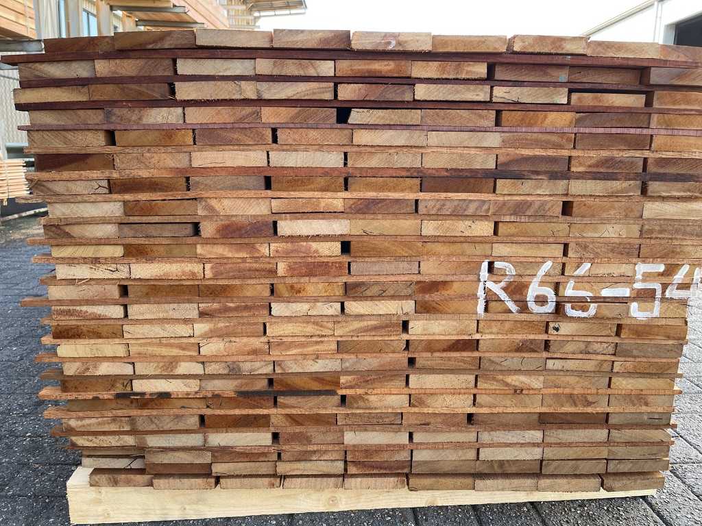 Planches de bois dur en teck de Guyane 20x100mm, longueur 23/400cm, 5/300cm, 53/350cm (81x)