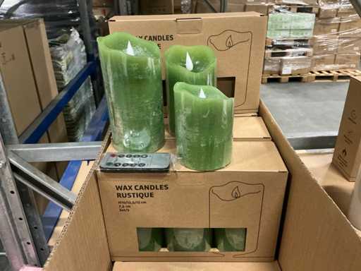 Partij led wax candles green rustique sets met remote control (46x)