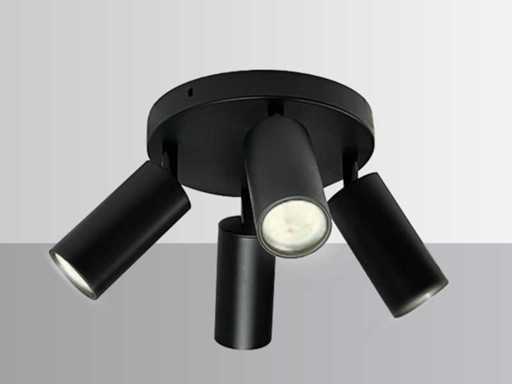 3 x projecteurs ronds montés en surface – 4 x GU10 – Projecteurs pivotants – Noir