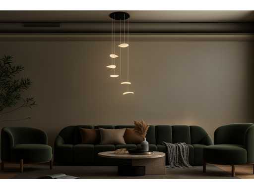 Lumière suspendue LED – B060/6 – 3000K – Blanc chaud – Ø350 mm – Hauteur réglable – Argent 