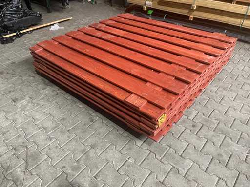 Schuttingpanelen rood geïmpregneerd en gecoat, 1800x1800mm (7x)