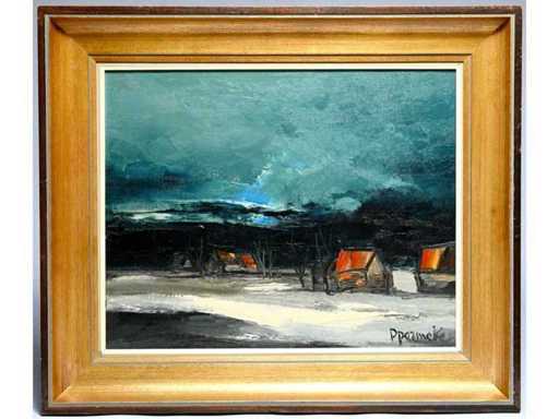 Paul Permeke – Sneeuwlandschap met boerderijen - olie op doek