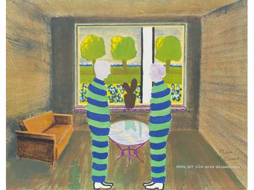 Roger Raveel - Non, ce ne sont pas des prisonniers - lithographie