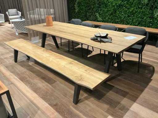 Diphano Pure Tree Stamm Gartentisch mit Bank und 4 Stühlen