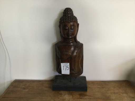 Testa di Buddha in legno massiccio