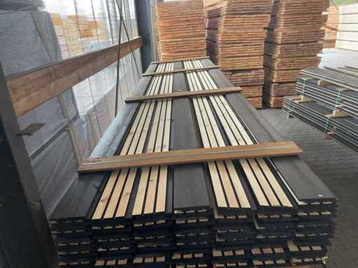 Profil de design acustic din pin Acoperit cu negru 4500x142x22mm (80x)