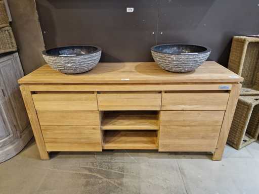 Mobilier de salle de bain teck Line-Teak Toulouse 160 cm 2 portes solide